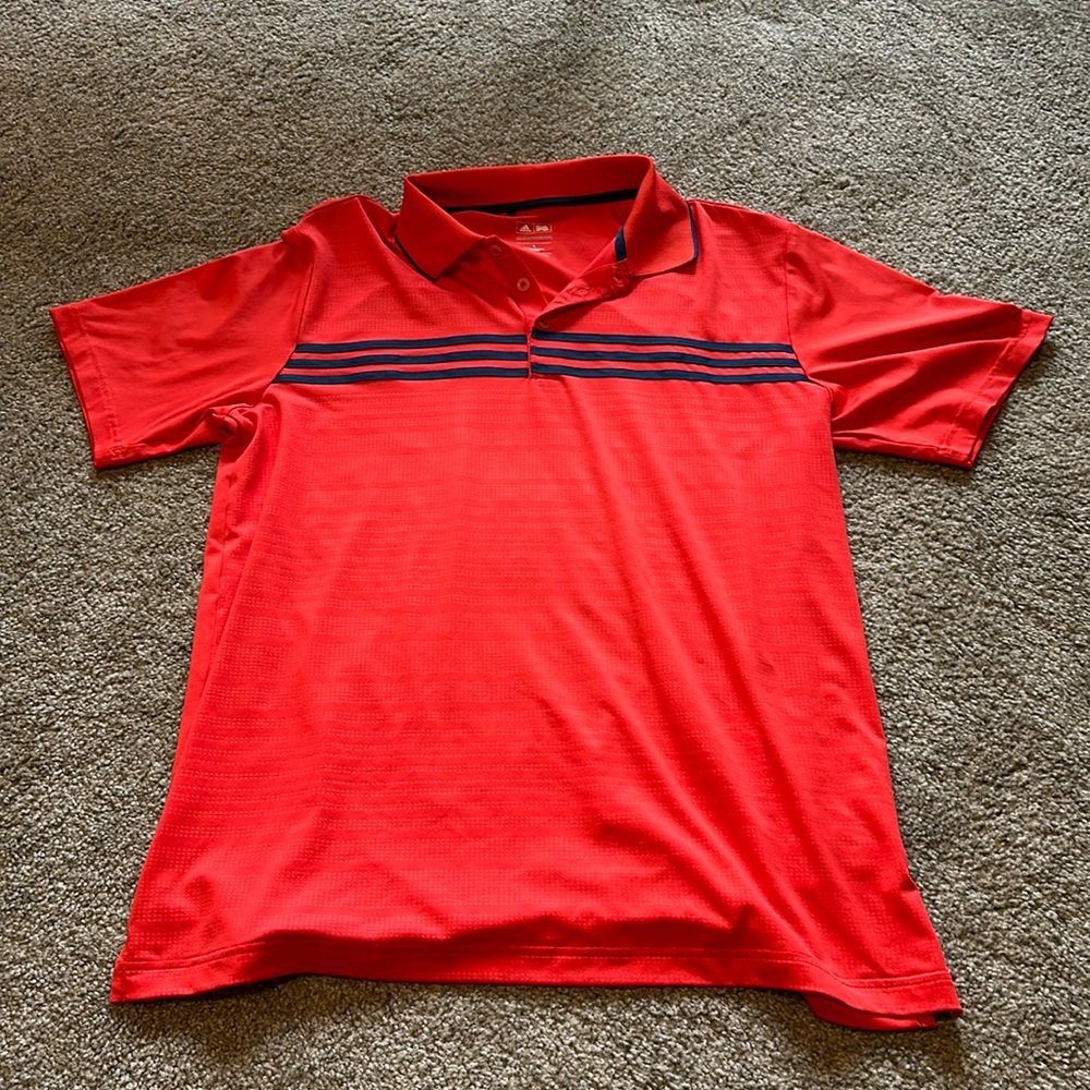 Men’s Bright Red/Orange Golf Polo Adidas Drifit Size Large